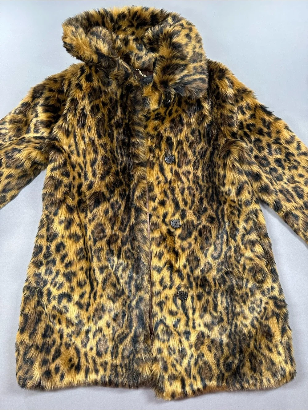 J Crew Faux-Fur Leopard Print Coat - Womens Small